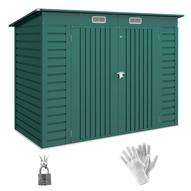 Outsunny Gerätehaus Verzinkter Stahl 249L x 121B x 166/183H cm