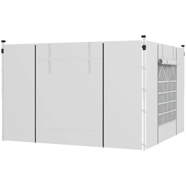 Outsunny Vordach-Seitenwände Polyester Seitenwand mit Fenster Weiß 295L x 195H cm