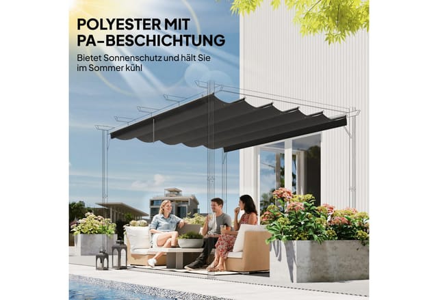 Outsunny Ersatz-Vordach Polyester Dunkelgrau 250L x 255B x 6H cm