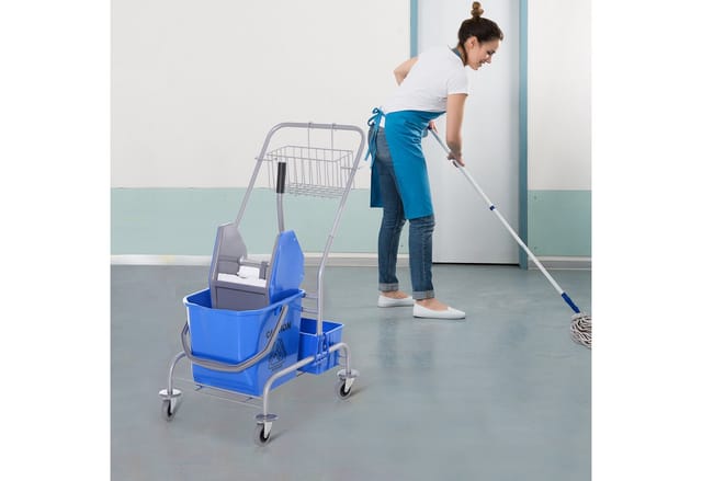 HOMCOM Putzwagen Kunststoff Metall Blau 72L x 49,5B x 95H cm
