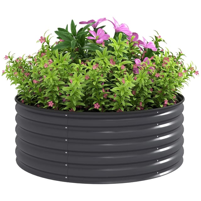 Outsunny Hochbeet Stahl Dunkelgrau 120L x 120B x 43H cm