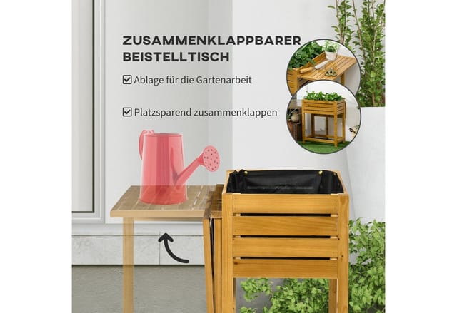 Outsunny Garten-Bett Blumenkasten Tannenholz Braun 64L x 63B x 74,5H cm