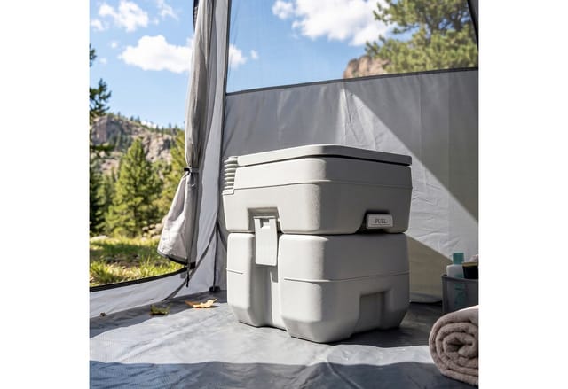 Outsunny Campingtoilette Kunststoff Grau 35,5L x 41B x 42,5H cm
