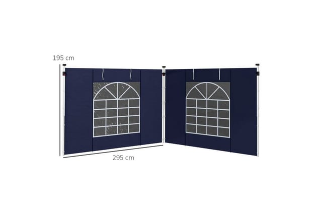 Outsunny Vordach-Seitenwände Polyester Seitenwand mit Fenster Blau 295L x 195H cm