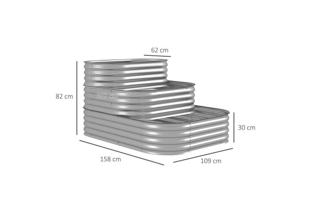Outsunny Garten-Bett Verzinktes Blech Silber 158L x 109B x 82H cm