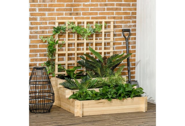 Outsunny Garten-Bett Tannenholz Naturholz 95L x 95B x 110H cm