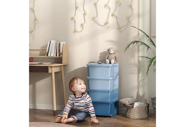 HOMCOM Schubladenschrank Kunststoff Blau 37L x 37B x 76H cm