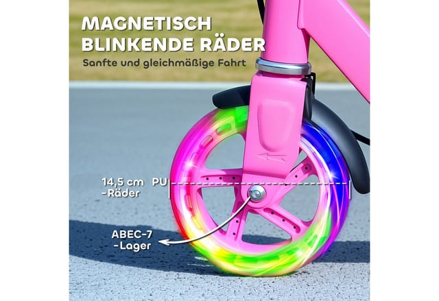 AIYAPLAY Kinder Scooter Kunststoff Polyester Rosa 73L x 36B x 73-89H cm