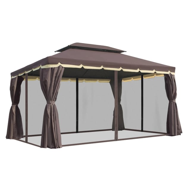 Outsunny Pavillon Aluminiumlegierung Kaffee Schwarz 390L x 290B x 280H cm