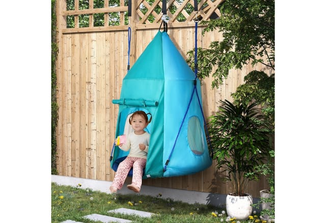 Outsunny Kinderschaukel Hammock Stahl Polyester Blau 100L x 100B x 150H cm