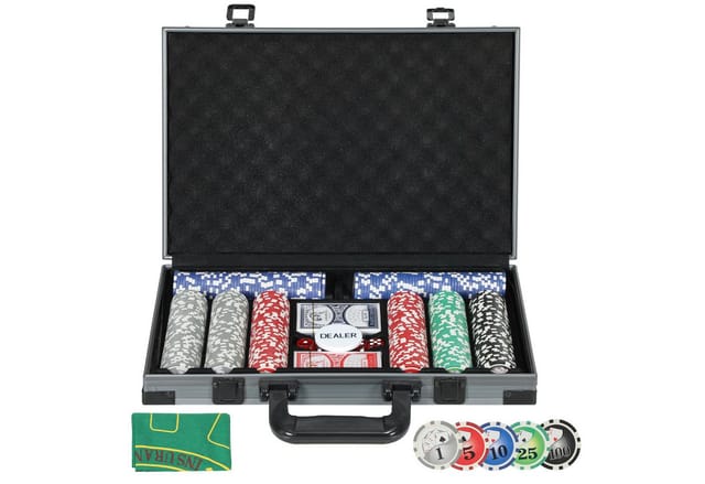 SPORTNOW Pokerset Pokerkoffer PS Polyester Grau 39,5L x 28B x 8H cm