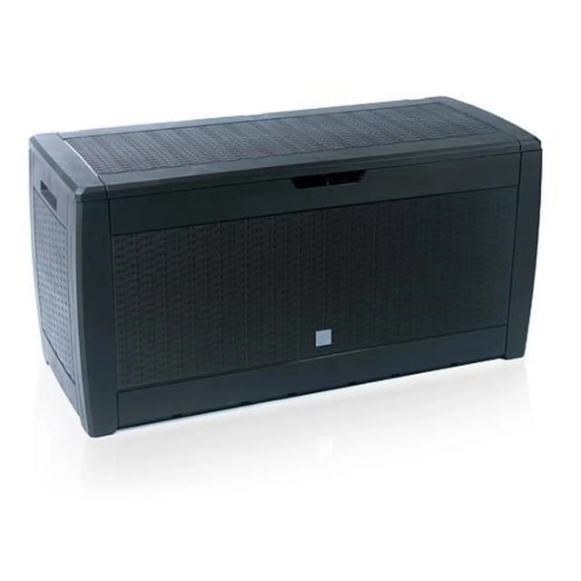 PROREGAL CAP N COOK Klappbare Gartenbox LxBxH 119 x 48 x 60 cm Kissenbox mit Deckel Haltegriffe und Rollen Flechtoptik Braun