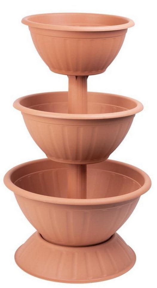 PROREGAL Blumentopf Pyramide, Dreistöckige, 79cm, Terrakotta