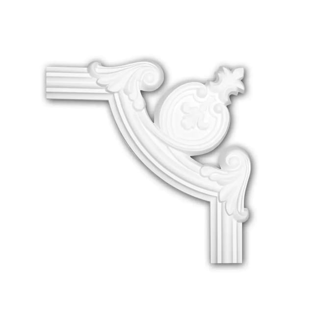PROFHOME 152284 Eckelement für Wandleiste Zierelement dekoratives Element 25,6 cm x 25,6 cm x 2,6 cm Weiß