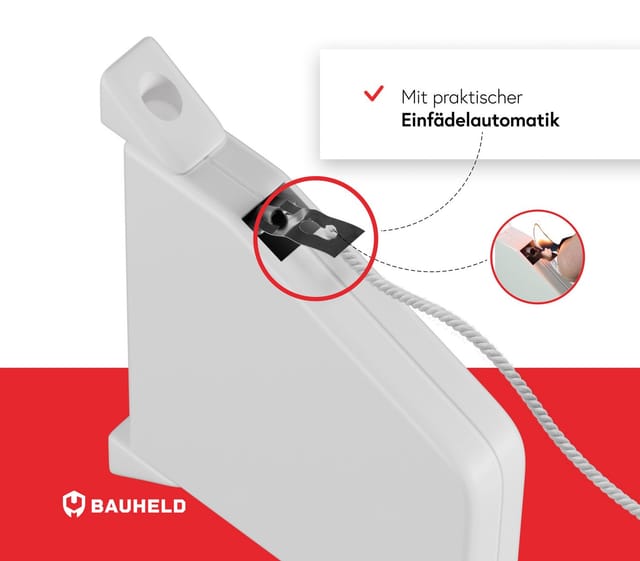 Bauheld Rollladen Schnurwickler ohne Schnur Aufputz Mini Einfädelautomatik Weiß