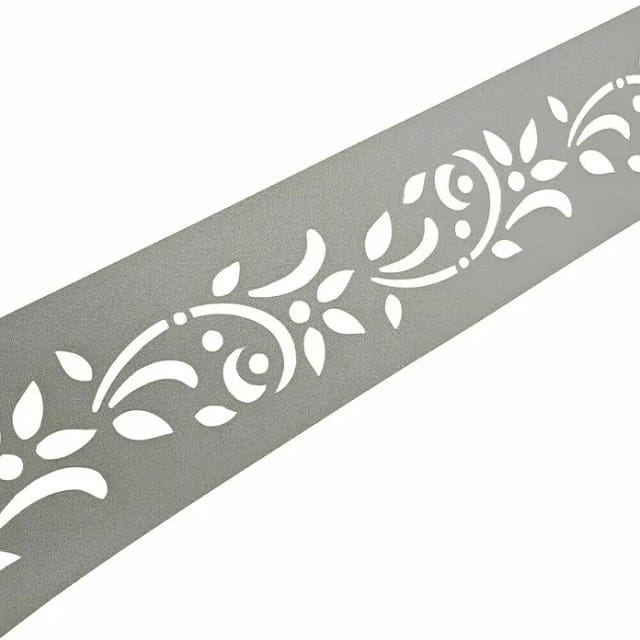 zaunzu Sichtschutz PREMIUM Dekor Floral1 Sichtschutz Steingrau 2,55m