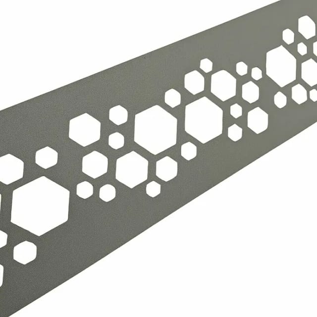zaunzu Sichtschutz PREMIUM Dekor Hexagon Einzelstreifen Steingrau 2,55m