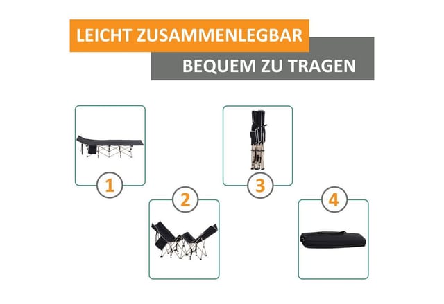 Outsunny Campingbett Stahl Oxfordstoff Schwarz 190L x 68B x 52H cm