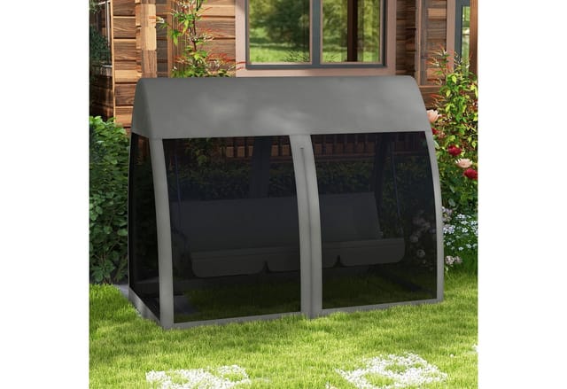 Outsunny 2 in 1 Hollywoodschaukel 3-Sitzer 240 x 140 x 197 cm Grau