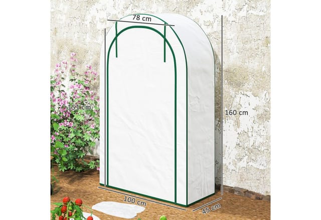 Outsunny Gewächshaus mit Runddach und Tür 100 x 45 x 160 cm Weiß