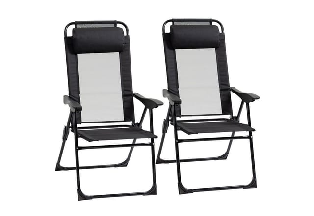 Outsunny Klappstühle 2er-Set Stahl Oxford Schwarz 62L x 70B x 109H cm