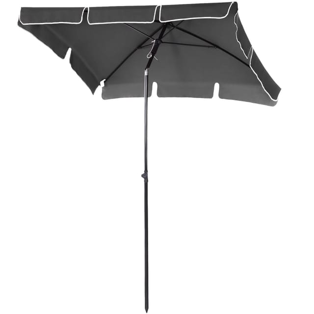 Outsunny Sonnenschirm Aluminium Metall Polyester Grau 198L x 130B x 245H cm
