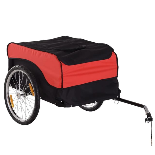 HOMCOM Fahrradanhänger max 40 kg Rot Schwarz Stahl Oxford 130 x 77 x 65 cm