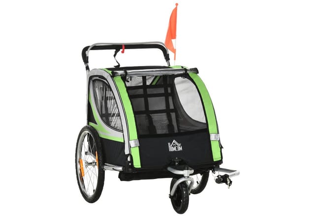 HOMCOM Kinderfahrradanhänger mit Mesh-Tür