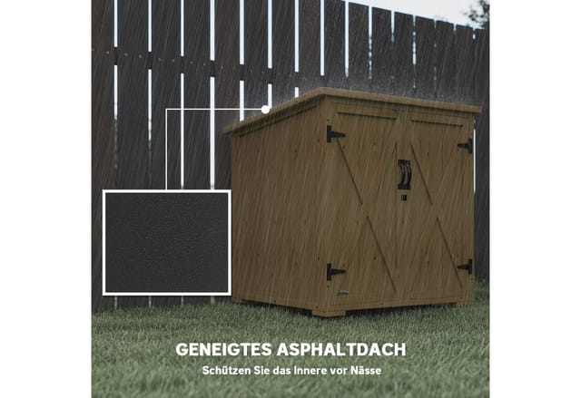 Outsunny Gartenschrank Wetterfest mit Doppeltür Natur 77,5 x 88 x 90 cm