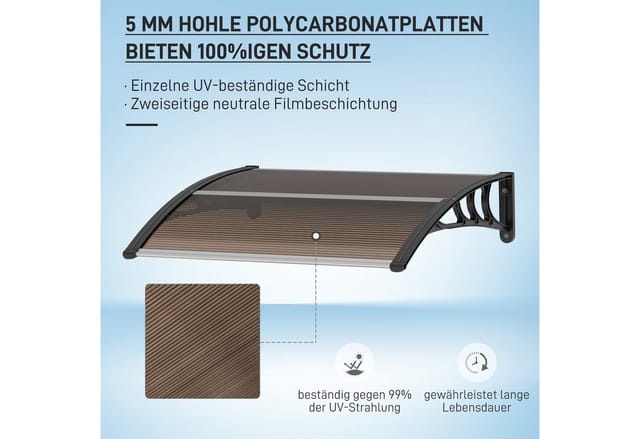 Outsunny Vordach Haustürvordach 120 x 75 cm Pultvordach Überdachung
