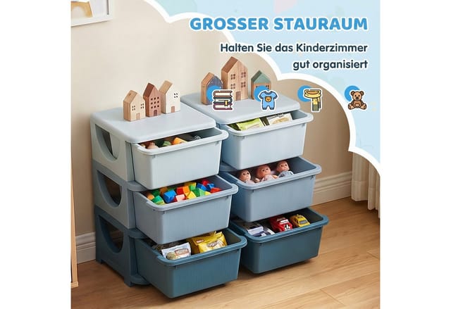 HOMCOM Schubladenschrank für Kinder mit 3 Schubladen