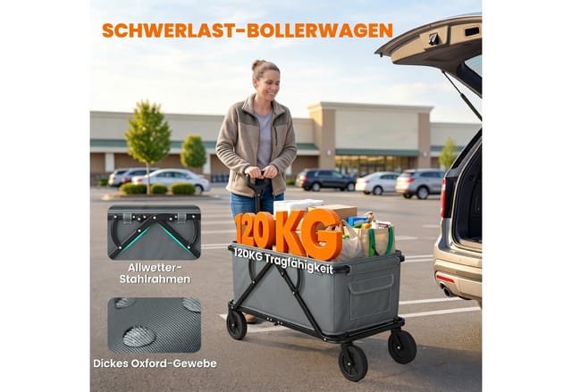 Outsunny Gartenwagen Stahl Polyester Grau 100L x 55B x 56H cm