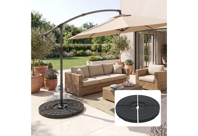 Outsunny Gewichte für Sonnenschirmständer HDPE Schirmgewicht Schwarz 48L x 48B x 8H cm