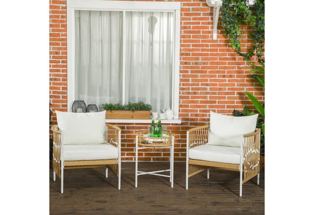 Outsunny Gartenmöbel Set PE Rattan Polyester Gelb 72L x 66B x 64H cm