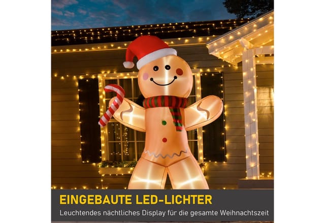 HOMCOM Aufblasbarer Lebkuchenmann mit Lichtern Wetterfest