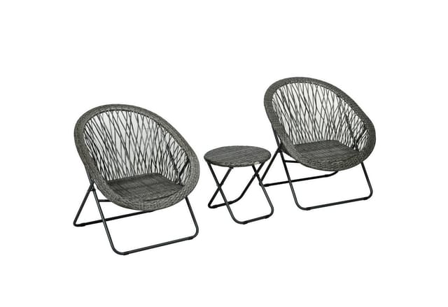 Outsunny Rattan Bistro Set Stahl PE Rattan Grau 76L x 77B x 78H cm