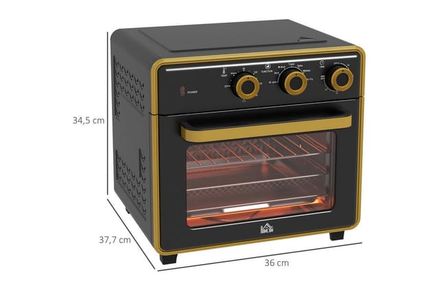 HOMCOM Minibackofen mit Umluft 20L Backblech Krümelblech mit 5 Modi Metall