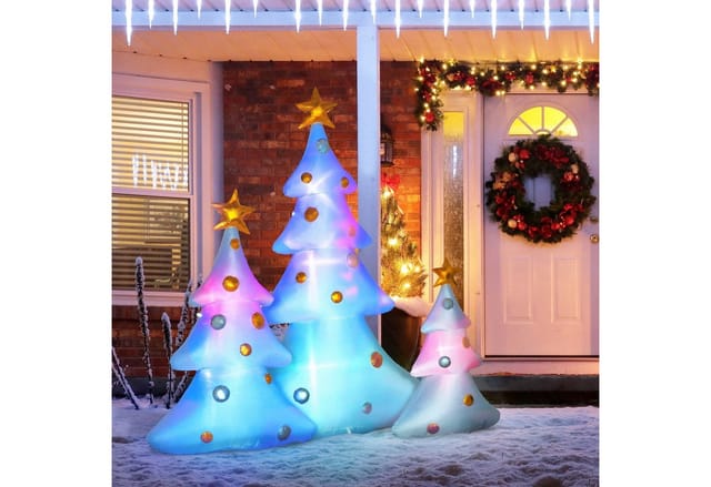 HOMCOM Aufblasbare Weihnachtsdekoration mit LED-Licht 3er-Set