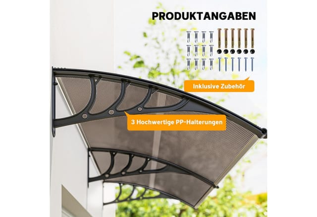 Outsunny Pultvordach Vordach 5mm Polycarbonat für Draußen Alu Braun