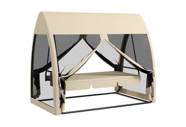 Outsunny 2 in 1 Hollywoodschaukel mit Liegefunktion 240 x 140 x 197 cm Kaffee