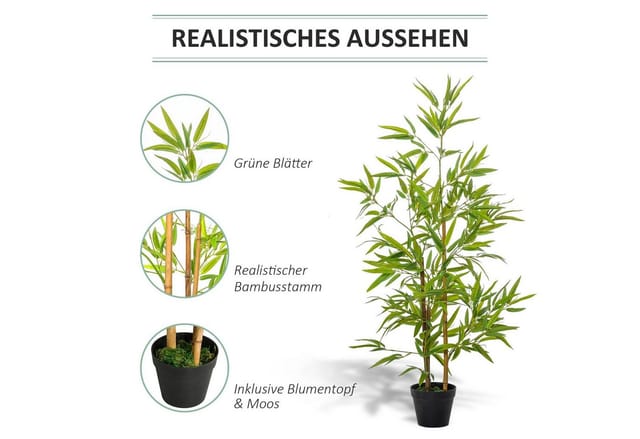Outsunny Künstlicher Bambus mit Topf Baumdekoration 120cm