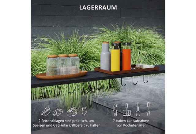 Outsunny Grillpavillon Stahl Polyester Dunkelgrau 233L x 110B x 235H cm