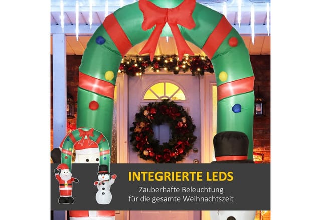 HOMCOM Aufblasbarer Weihnachtsdeko 2,45 m mit Weihnachtsmann und Schneemann