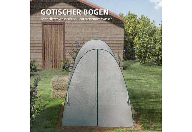 Outsunny Gewächshaus aus Stahl mit Rolltür 180 x 180 x 200 cm Weiß