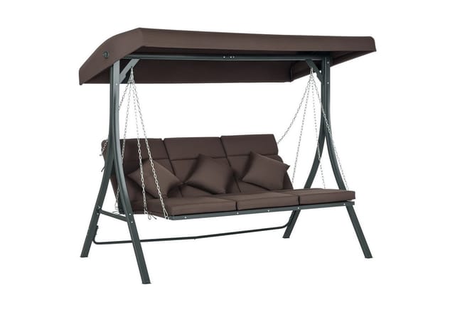 Outsunny Hollywoodschaukel 3-Sitzer mit Sonnendach Braun 198 x 118 x 168 cm