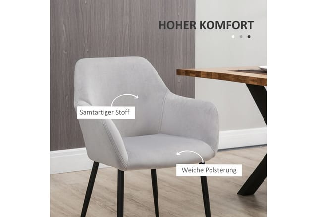 HOMCOM 2er Set Küchenstuhl mit Rückenlehne Stahlbeine