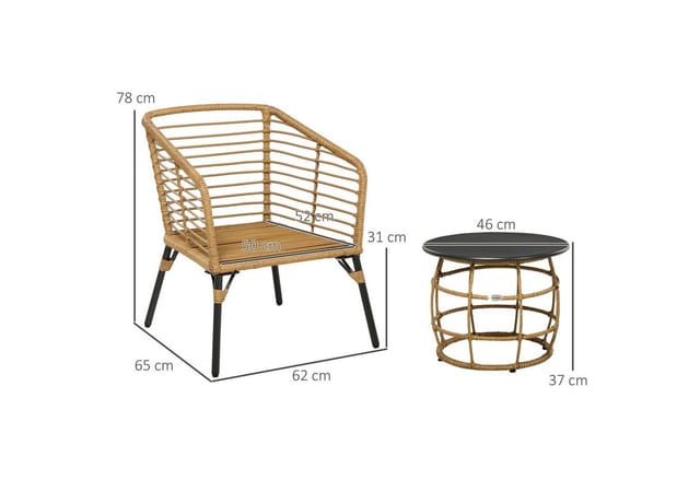 Outsunny Rattan Gartenmöbel-Set Polyester SandDunkelgrau 62L x 65B x 78H cm