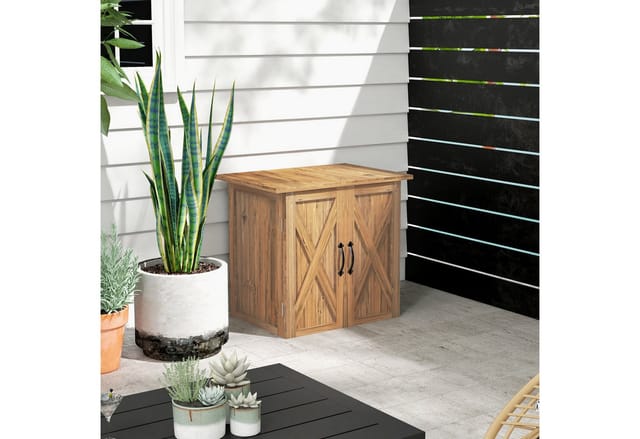 Outsunny Gartenschuppen Wetterfest mit Doppeltür Braun 77 x 55 x 72 cm