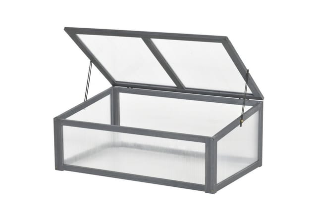 Outsunny Gewächshaus Winterfest Tannenholz Polycarbonat Grau