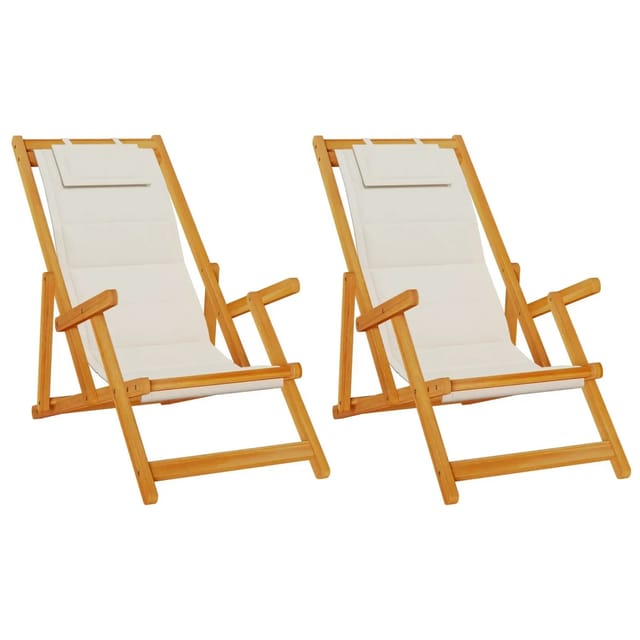 vidaXL Strandstühle 2 Stk Klappbar Hellgrau Akazienholz & Textilene 3325142
